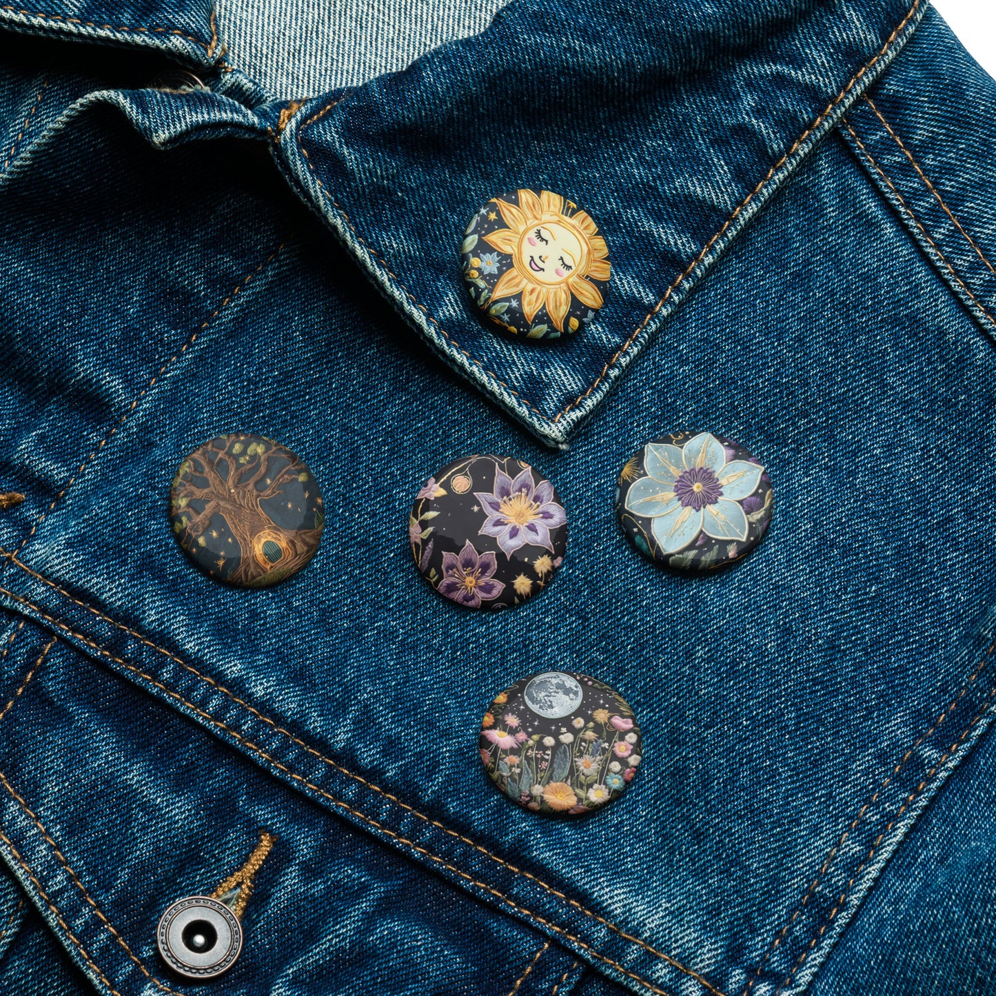 Set of pin buttons - Night Forest