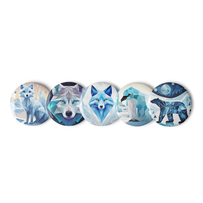 Set of pin buttons - Winter Animals