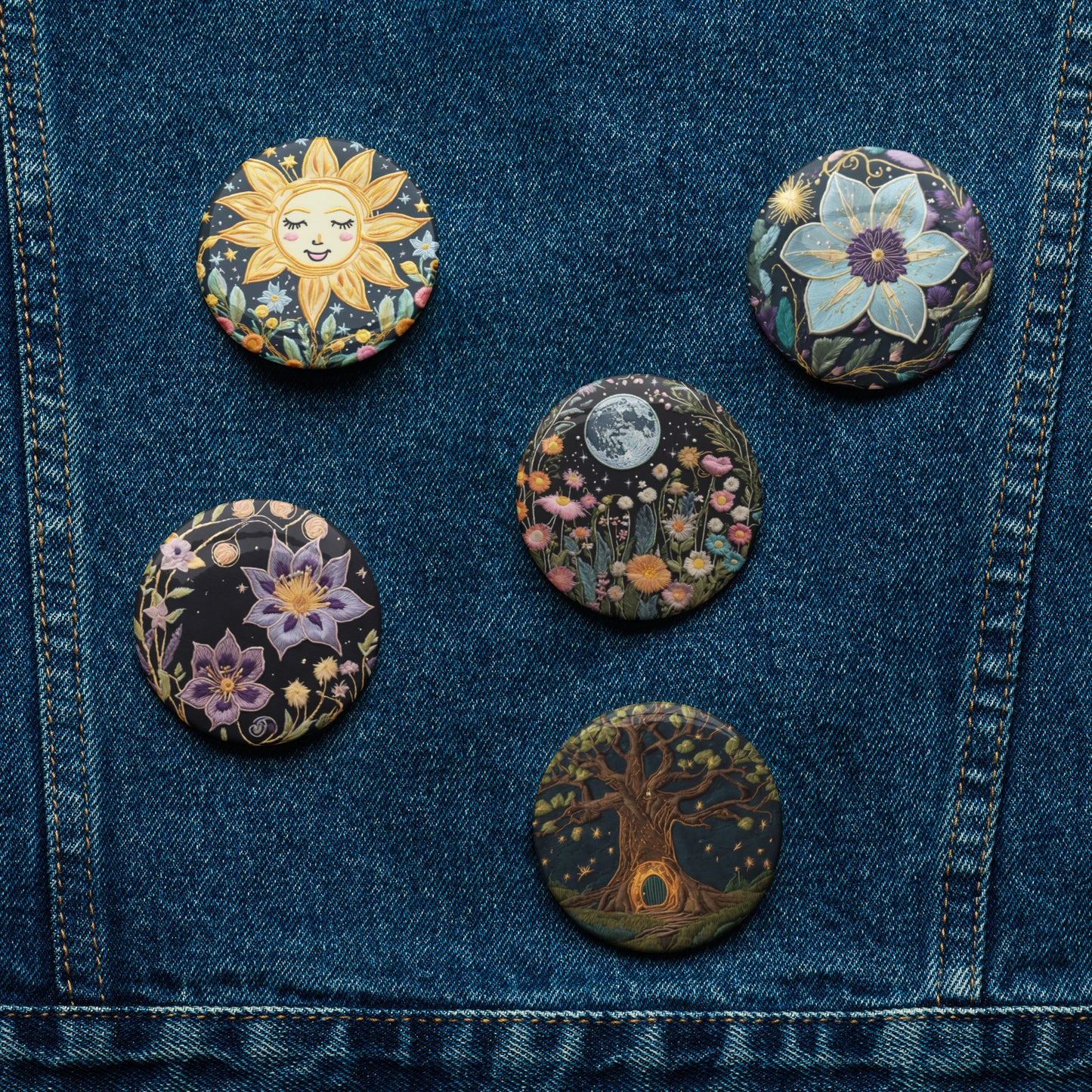 Set of pin buttons - Night Forest